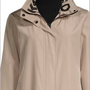 Karl Lagerfeld Tan Hooded Trench Coat